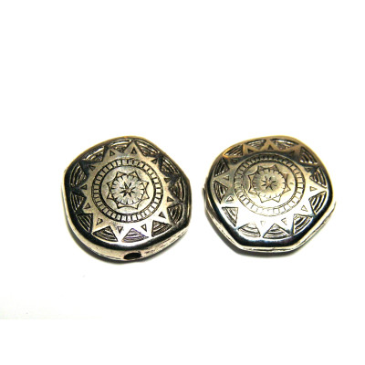 20 mm Large Metallised Round Flat Plastic Sun Disc Beads - 25 pc