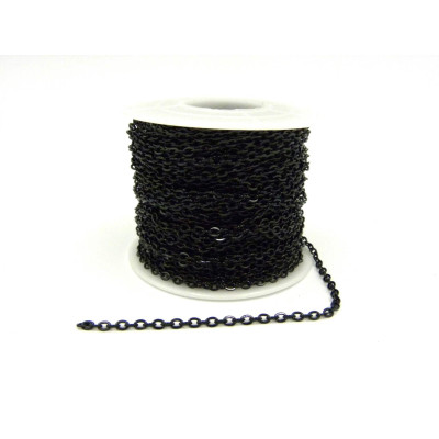 3 mm x 2.5 mm Fine Stainless Steel 304 Trace Chain - Flat Links - Electroplated Black - 1 m (39 Inch)