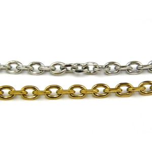 4 x 3 mm Stainless Steel Oval Diamond Cut Trace Ch...