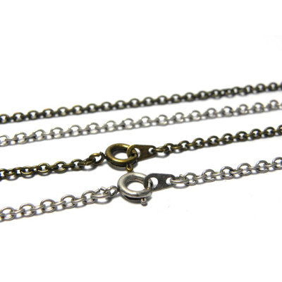 18 inch (46 cm) Trace Chain - Necklace Chain with Clasp - Antique Gold or Antique Silver