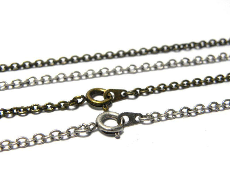 18 inch (46 cm) Trace Chain With Clasp - Necklace Chain with Clasp - Ant. Gold or Ant. Silver
