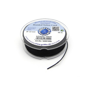 1 mm Griffin Medium-thick Black Braided Nylon Cord