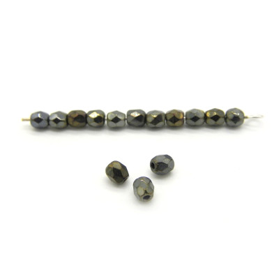 3 mm Small  Round Fire-polished Glass Beads - Jet Brown - 80 Beads