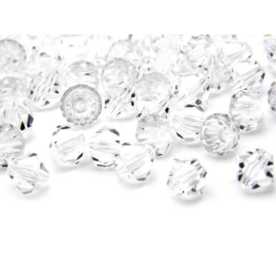 4 mm Czech MC Small Faceted Glass Bicone Beads - Crystal