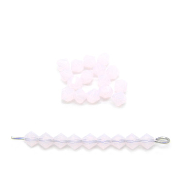 4 mm Czech MC Faceted Glass Bicone Beads - Pink Opal (24 Pc.)