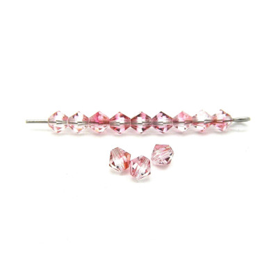 4 mm Czech MC Small Faceted Glass Bicone Beads - Crystal Red Luster Half Coating