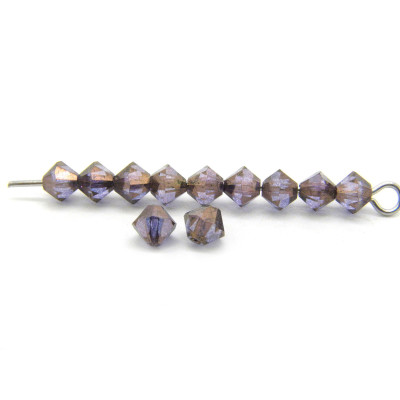 4 mm Tschechische MC Doppelkegelperlen, facettierte böhmische Kristallperlen - Crystal Bronze