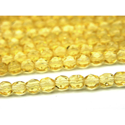 4 mm Round Fire-polished Czech Glass Beads - Light Topaz - 50 pc 4 mm Round Fire-polished Czech Glass Beads - Light Topaz - 50 pc