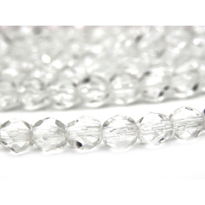 4 mm Round Faceted Fire-polished Czech Glass Beads - Crystal (50 pc)