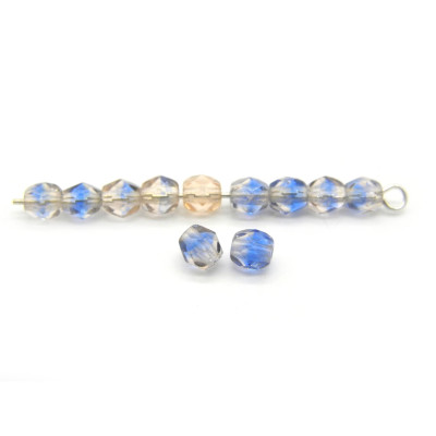 4 mm Tschechische feuerpolierte Glasschliffperlen - Peacock Pink-Blue