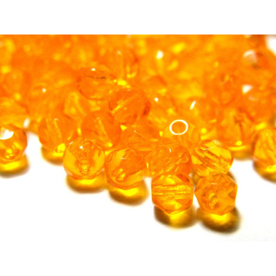 4 mm Small Round Fire-polished Czech Glass Beads - Light Hyacinth Orange