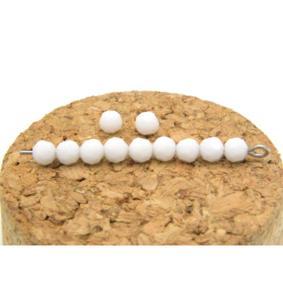 Tschechische Runde Facettierte Kristallperlen 4 mm - Weiß