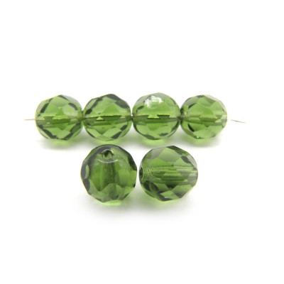 8 mm Large Round Fire-polished Glass Beads - Tourmaline Green