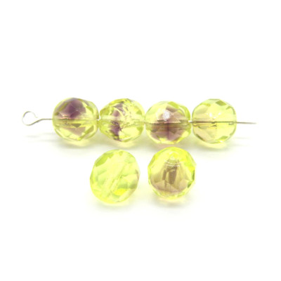8 mm Round Fire-polished Czech Glass Beads - Peacock Yellow Green