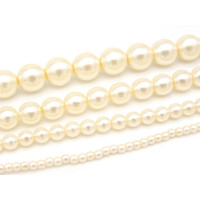 Round Czech Glass Wax Beads - Faux Pearls - Soft Cream (40 Beads)