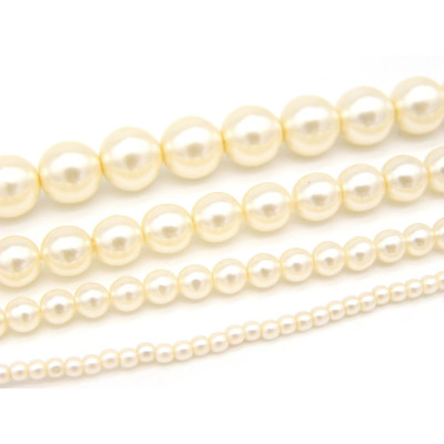 Round Czech Glass Wax Beads - Faux Pearls - Soft Cream (40 Beads)