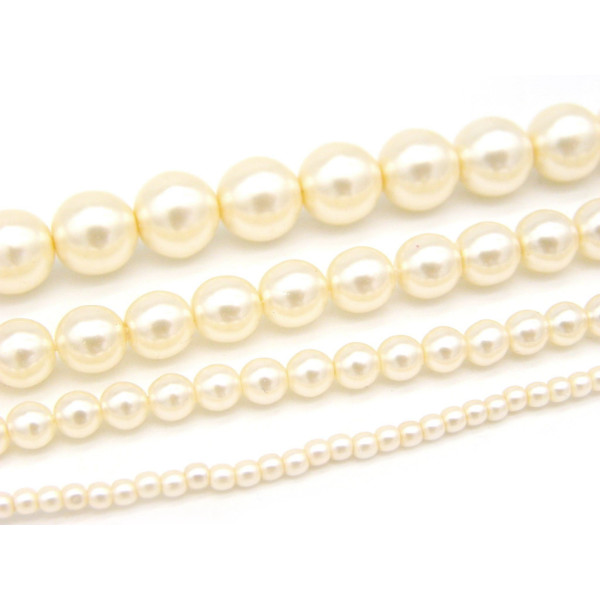 Runde tschechische Glaswachsperlen – Imitationsperlen – Soft Cream (40 Perlen)