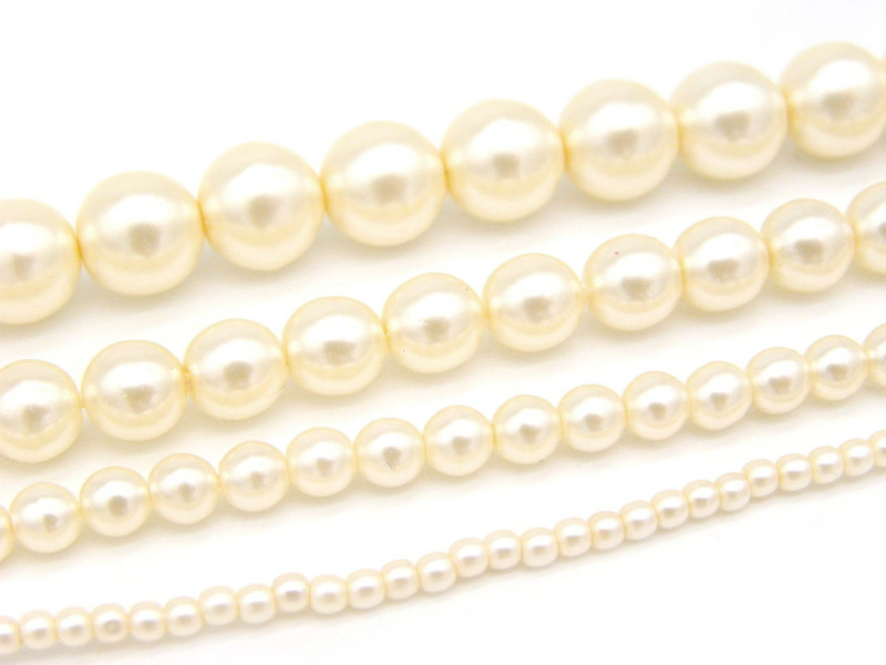 Runde tschechische Glaswachsperlen – Imitationsperlen – Soft Cream (40 Perlen)
