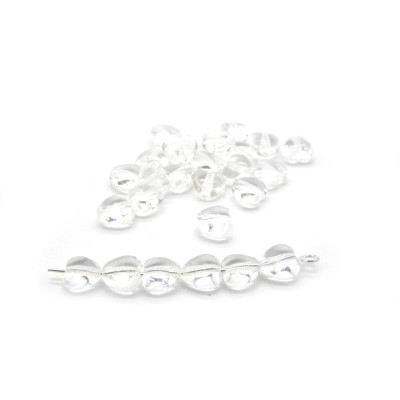 6 mm Tschechische Herzperlen aus Glas - Crystal Transparent (20 Perlen)