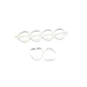 10 mm Large Czech Pressed Glass Heart Beads - Crys...