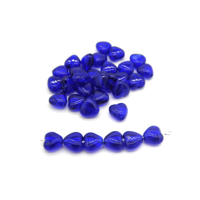 6 mm Tschechische Herzperlen aus Glas - Cobalt Blue (20 Perlen)