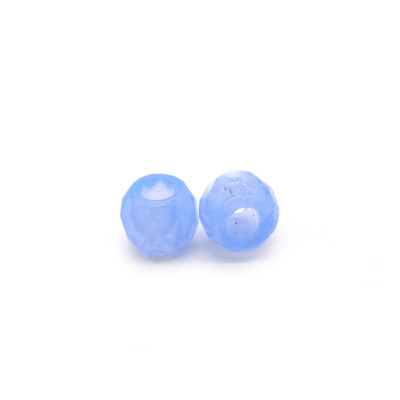 8 mm Large Round Fire-polished Glass Beads Large-Hole - Sky Blue- 20 pc