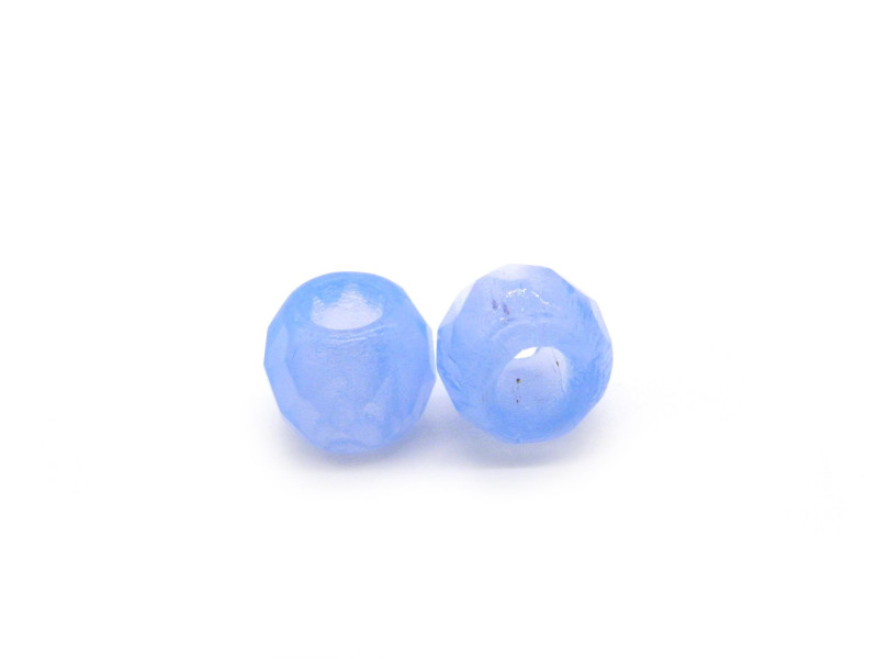 Große runde feuerpolierte Glasperlen 8 mm mit großem Loch - Sky Blue - 20 Stück