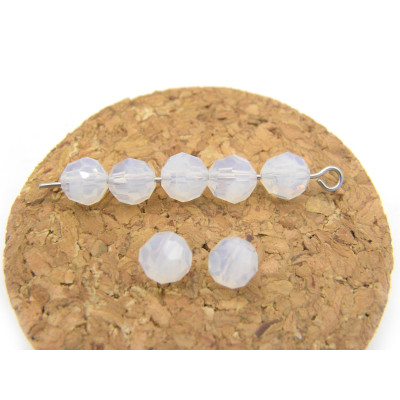 6 mm Czech MC Round Faceted Crystal Beads - White Opal