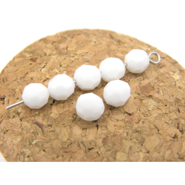 6 mm Czech MC Round Faceted Crystal Beads - White Chalk