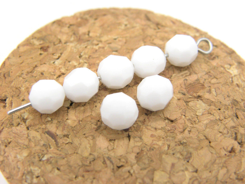 Tschechische Runde Facettierte Kristallperlen 6 mm - White Chalk