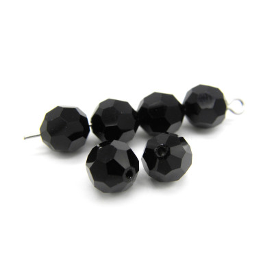 Runde facettierte tschechische MC-Kristallperlen 8,0 mm - Jet Schwarz - 6 Stück