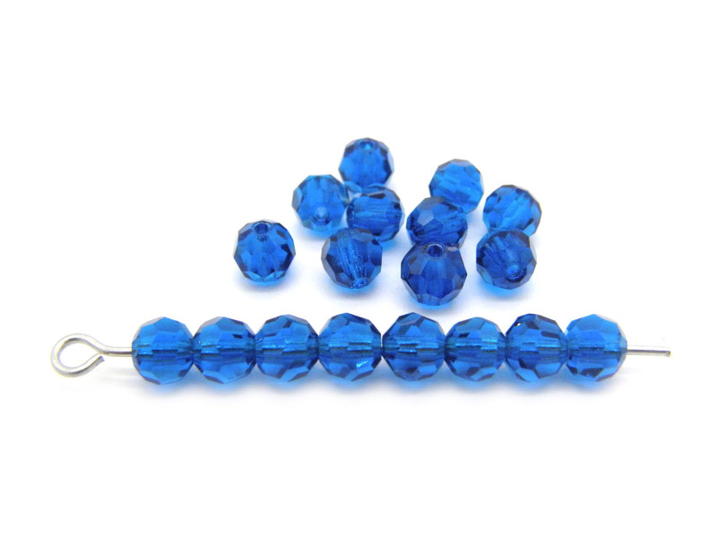 4 mm Czech MC Round Faceted Crystal Beads - Dark Aqua (20 pc.)