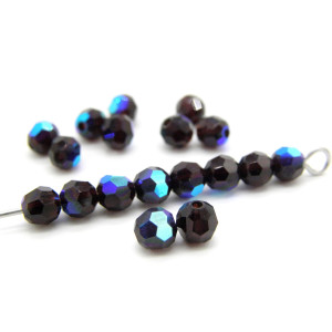4 mm Czech MC Round Faceted Crystal Beads - Garnet...