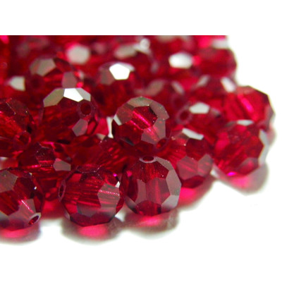 6 mm Czech MC Round Faceted Crystal Beads - Siam Red (10 Pc)