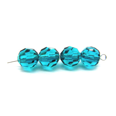 8 mm Czech MC Round Faceted Crystal Beads - Blue Zircon (6 pc.)