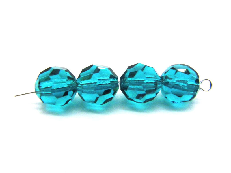 Tschechische Runde Facettierte Kristallperlen, 8mm - Blue Zircon (6 Stk.)