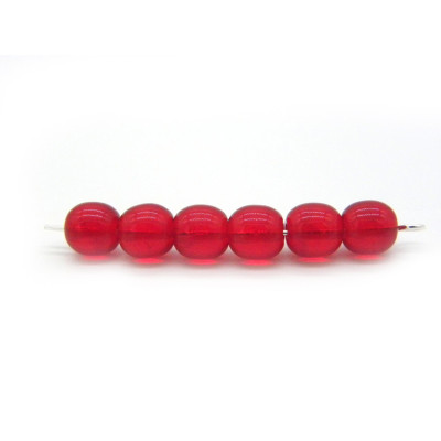 6 mm Traditional Round Czech Pressed Glass Beads - Siam Red