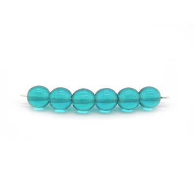 6 mm Traditional Round Czech Pressed Glass Beads - Blue Zircon