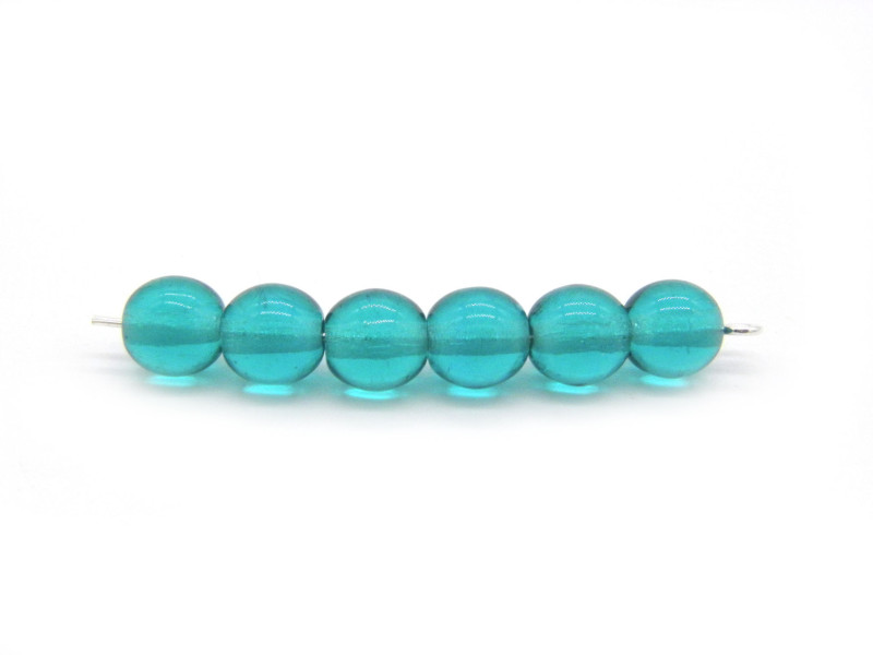 Runde gepresste Tschechische Glasperlen - 6 mm - Blue Zircon