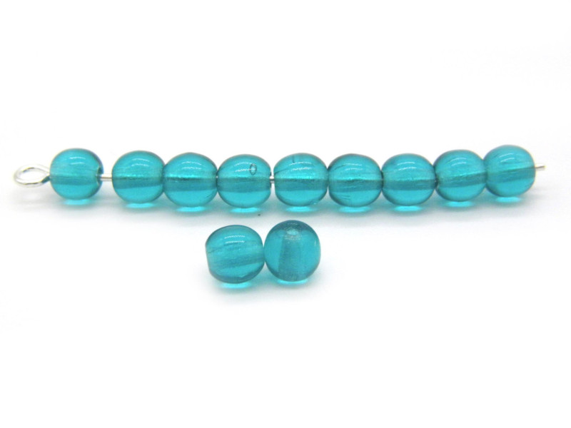 4 mm Small Round Czech Pressed Glass Beads - Blue Zircon