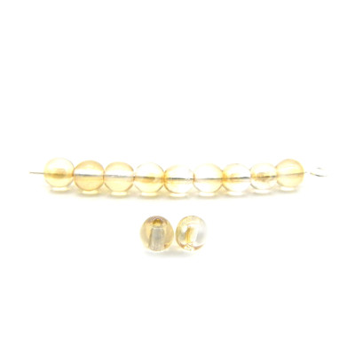 4 mm Small Round Czech Pressed Glass Beads - Crystal Honey Lustre