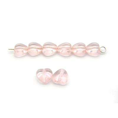 Traditionelle 6 x 6 mm Tschechische Herzperlen aus Glas - Rosa (20 Perlen)