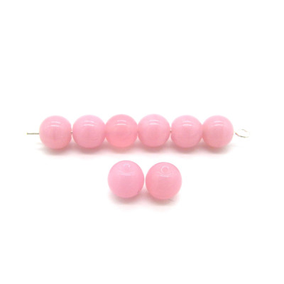 Runde gepresste Tschechische Glasperlen - 6 mm - Pink Opal