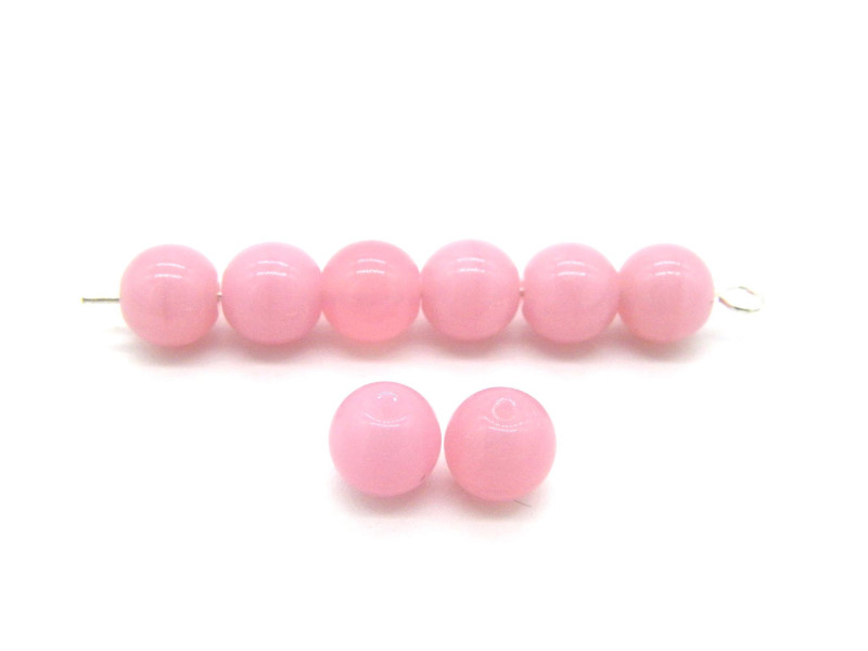 6 mm Traditional Round Czech Pressed Glass Beads - Pink Opal