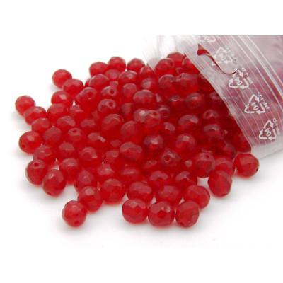 8 mm Round Faceted Fire-polished Czech Glass Beads - Siam Red - 20 or 60 pc