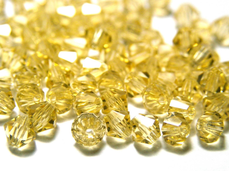 4 mm Czech MC Small Faceted Glass Bicone Beads - Light Topaz Brown