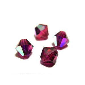 6 mm Czech MC Faceted Glass Bicone Beads - Fuchisa... 6 mm Czech MC Faceted Glass Bicone Beads - Fuchisa...