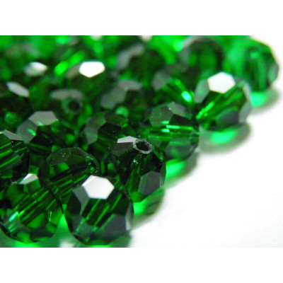 6 mm Czech Superior Crystals MC Round Faceted Beads (10 pc.) - Medium Emerald Green