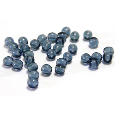 4 mm Round Czech Glass Beads, Round Bohemian Pressed Beads - Montana Blue