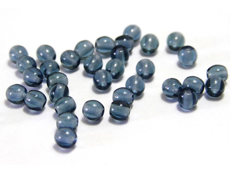 4 mm Small Round Czech Pressed Glass Beads - Montana Blue